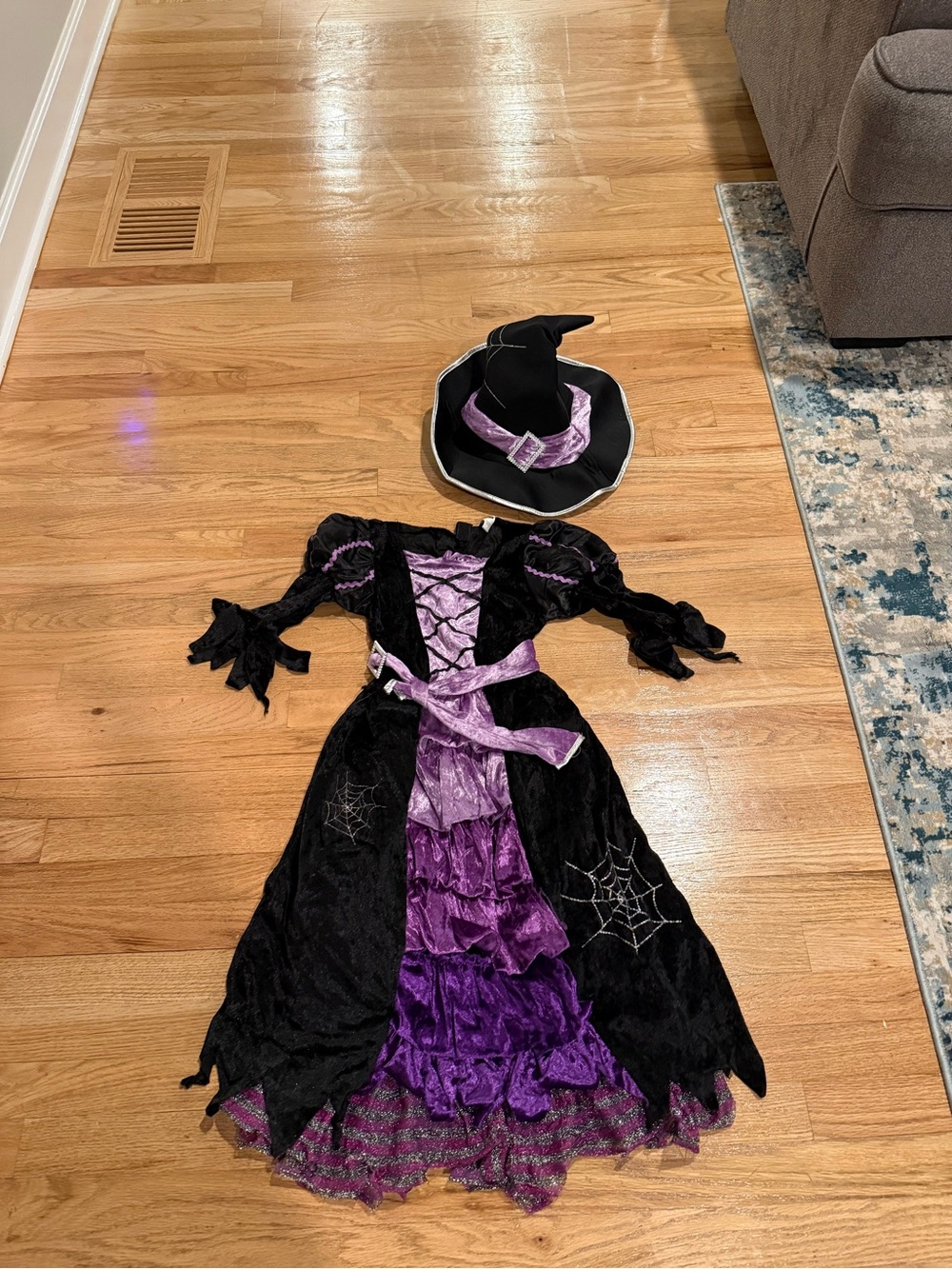 Kids Black and Purple Witch Costume with Hat